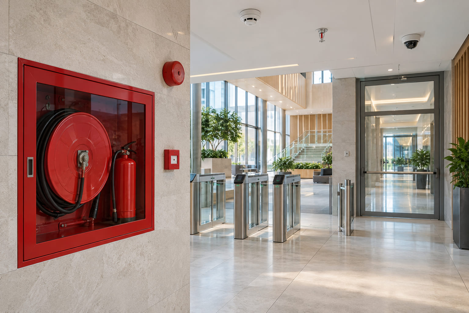 Building fire safety and security equipment