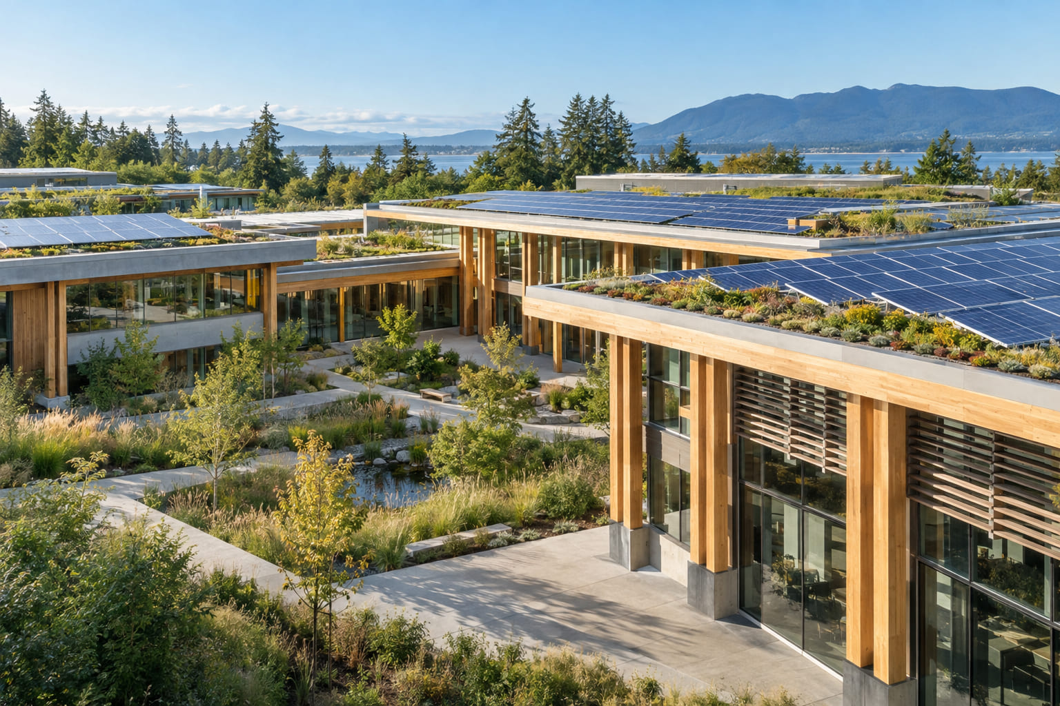 Low-carbon building with integrated sustainable systems