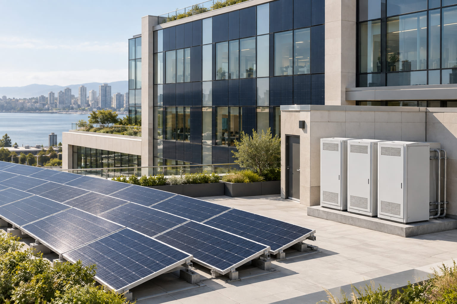Building-integrated solar panels and energy storage